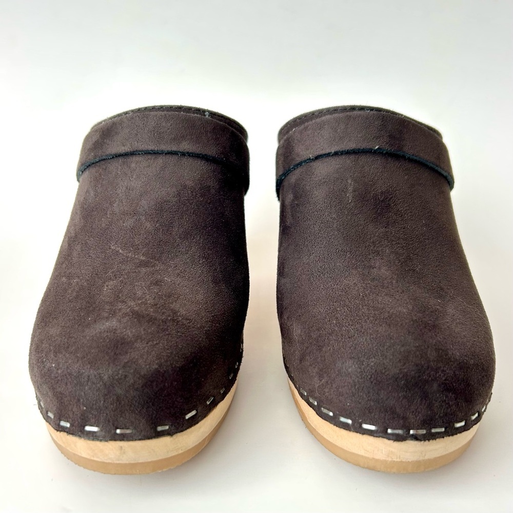 Maguba Anthropologie Stockholm Clogs Black Nubuck Suede Swedish Size 37 - Picture 6 of 14